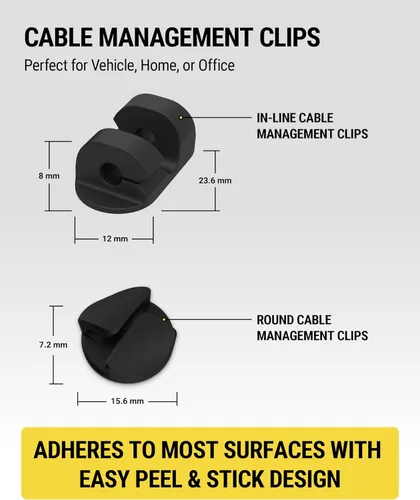 Miniatura 2 de Scosche CMAA2R-6PKRP - Juego de 6 clips adhesivos para organización de cables en dos estilos, organizador de cables, soporte de alambre