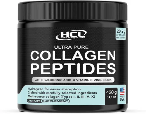 Polvo de péptidos de colágeno con vitamina C y ácido hialurónico, de fuentes orgánicas más limpias y súper alta absorción, multitipo hidrolizado I,