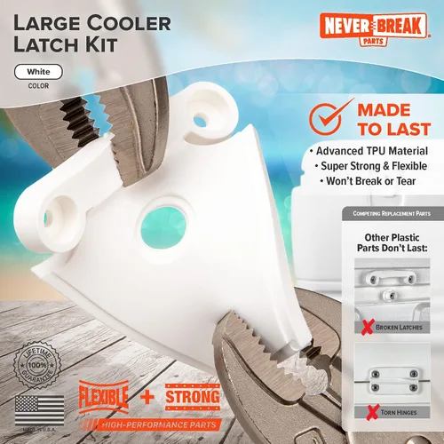 Miniatura 3 de NeverBreak Parts - Paquete de 2 cierres de repuesto para enfriador Igloo Las piezas de repuesto para refrigerador Igloo incluyen postes y Blanco