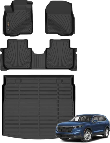 Miniatura 33 de Alfombrillas para todo tipo de clima y forro de carga para Volkswagen Atlas 2018-2025 (asiento de cubo de 6 pasajeros), juego completo de 3 filas