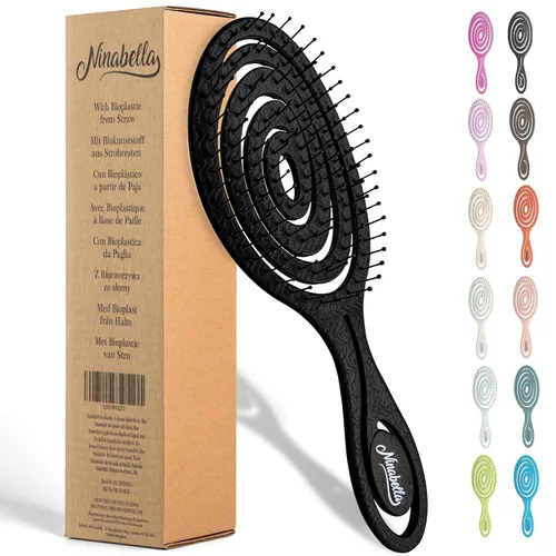 Miniatura 15 de Ninabella Cepillo desenredante para cabello para mujeres y hombres, no tira, cepillos alisadores para cabello liso y rizado, cepillo único en Crema