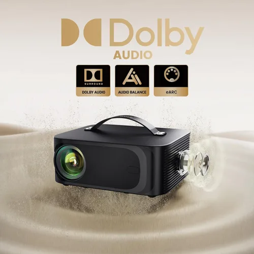Miniatura 5 de Proyector para exteriores 4K con WiFi y Bluetooth: [3000 brillo/50W DoIby/aplicaciones integradas] Proyector portátil Smart OS 2.0 y enfoque negro