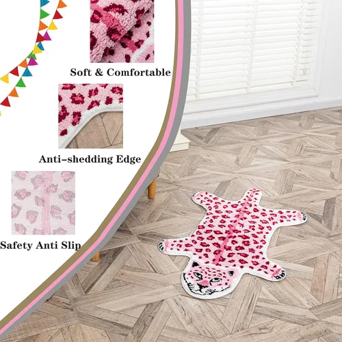 Miniatura 3 de Divertida alfombra de baño de leopardo marrón para baño, bonita alfombra de baño de dibujos animados de leopardo, antideslizante, absorbente