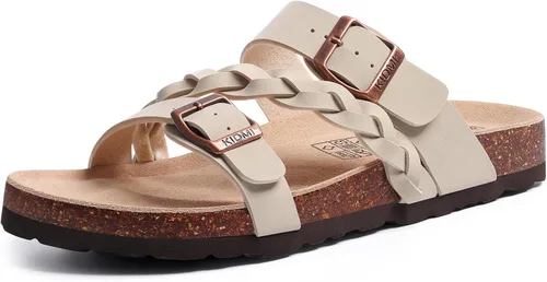 Miniatura 14 de KIDMI Sandalias con plantilla de corcho para mujer con soporte de arco, cómodas sandalias deslizantes con hebilla ajustable para el verano