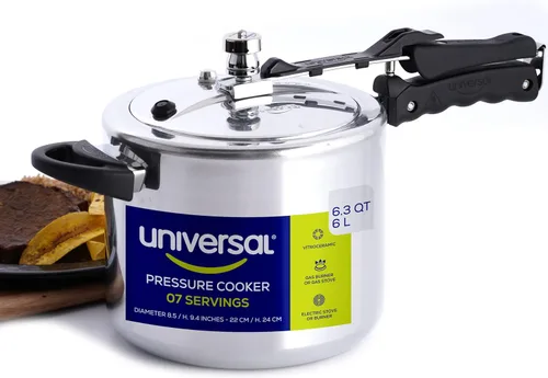 Miniatura 11 de Universal Olla a Presión (10.5 Cuartos / 10 Litros), 11 Porciones, Olla a Presión de Aluminio con Múltiples Sistemas de Seguridad y Asas Resistentes