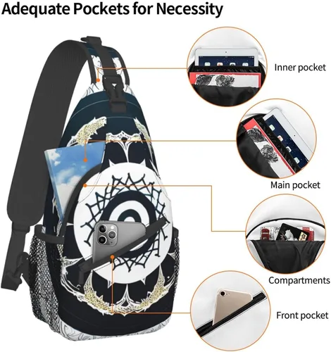 Miniatura 3 de Bolso redondo de tótem blanco y negro, bolsa cruzada de viaje, senderismo, mini mochila de pecho, mochila casual para el hombro para mujeres