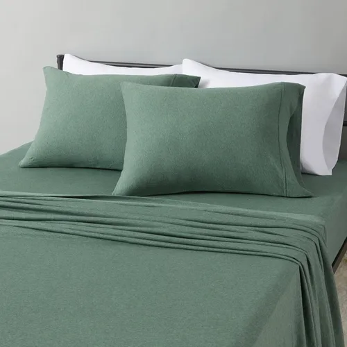 Miniatura 14 de Amazon Basics Cotton Jersey - Juego de sábanas de 4 piezas, tamaño King, color azul cambray, sólido Chambray