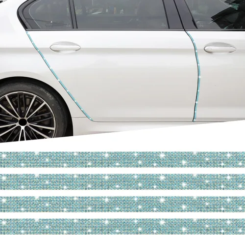 Miniatura 9 de TOMALL Bling Protector de Puerta de Coche Parachoques Anticolisión Tira Adhesiva de Cristal Antiarañazos Cristales Protector de Parachoques de Negro