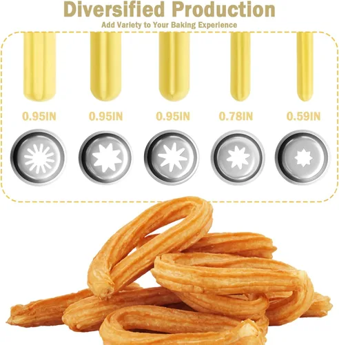 Miniatura 4 de Paquete de 6 boquillas de churro huecas de acero inoxidable con anillos de sellado, piezas de accesorios para máquinas de churros españoles