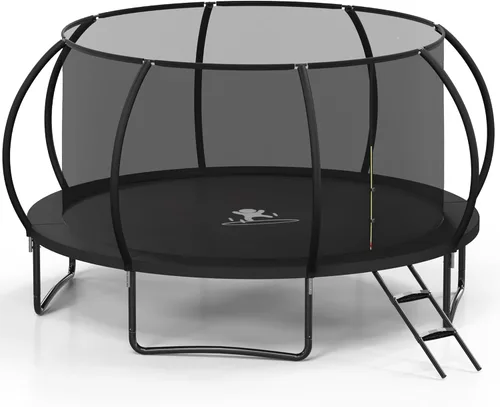 Miniatura 8 de Trampolín para exteriores, trampolines de 10 pies con red de cierre y escalera, trampolín recreativo redondo para niños y adultos con aprobación