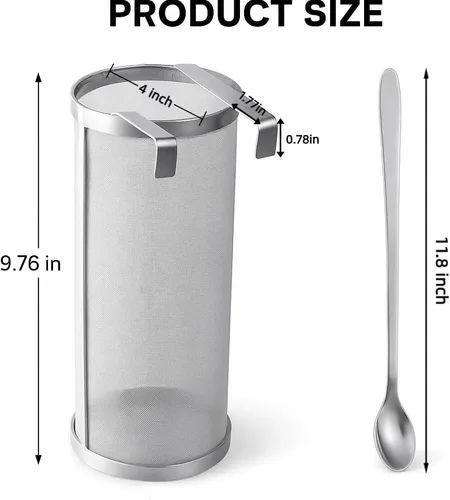 Miniatura 2 de Gekufa Filtro Hop Spider de acero inoxidable de 300 micras con cuchara, colador casero para elaboración de cerveza, té, café, té de abono
