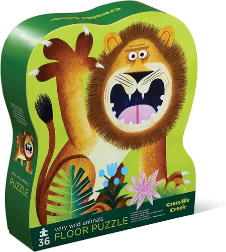 Miniatura 15 de Crocodile Creek - Rompecabezas de suelo con caja de alta resistencia para almacenamiento, Safari salvaje, Multicolor