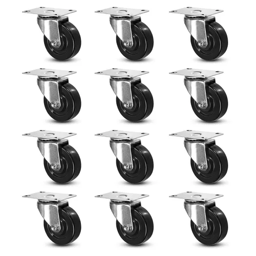 Miniatura 20 de Juego de 4 ruedas giratorias de 3 pulgadas, ruedas giratorias resistentes, ruedas de goma dura para muebles de camión de plataforma, carrito móvil