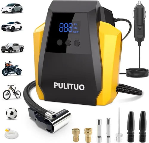 Miniatura 9 de PULITUO Compresor de aire portátil para inflador de neumáticos, accesorios de automóvil, bomba de aire de 12 V CC para neumáticos de automóvil