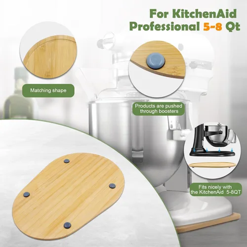 Miniatura 4 de Mezclador deslizante de bambú compatible con ayuda de cocina Bowl Lift 5-8 Qt Stand Mixer - Mover de almacenamiento de cocina Organizador deslizante
