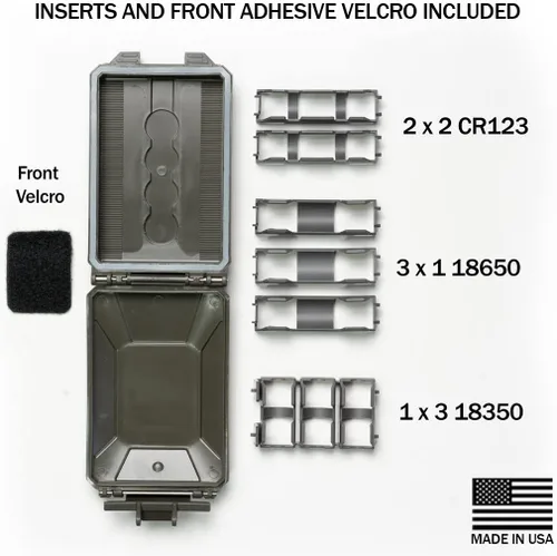 Miniatura 5 de Thyrm CellVault-5M - Almacenamiento modular de baterías para baterías CR123, 18650, 18350, CR2032 con insertos móviles, fabricado en Estados Unidos