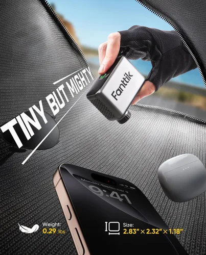 Miniatura 2 de Fanttik X10 Ace Tiny Mini bomba eléctrica para bicicleta, bomba de aire compacta de 120 PSI con válvula Presta y Schrader, bomba eléctrica