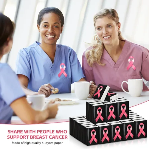 Miniatura 6 de Ireer Pañuelos faciales de viaje con cinta rosa para concientización sobre el cáncer de mama, 50 unidades, Hope Care, regalo para sobrevivientes