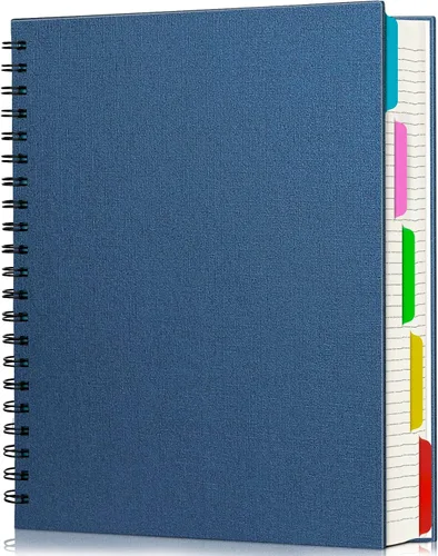Miniatura 10 de EUSOAR - Cuaderno en espiral de tapa dura para universidad, rayado, paquete de 3 cuadernos A5 de 5.5"x8.3", con 5 divisiones, para escritura, tapa