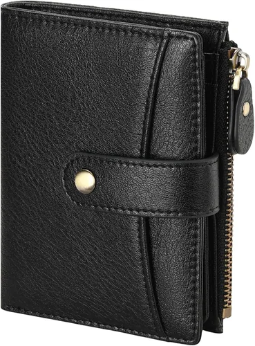 Miniatura 8 de FALAN MULE Cartera pequeña para mujer, de piel, plegable, compacta, pequeña, con bloqueo RFID, amarillo, antiguo (Antique Yellow), Cartera Rfid