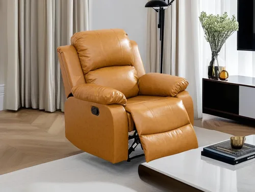 Miniatura 37 de Sofá reclinable manual moderno, sofá reclinable de cuero de 3 plazas, sofá reclinable de sala de estar, sofá con portavasos y mesa abatible