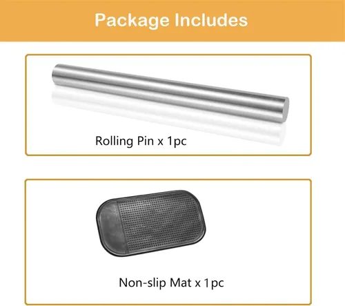 Miniatura 4 de tonchean Tabla de cortar de acero inoxidable 304 con labio, tabla de cortar grande de acero de 35.4 x 19.7 pulgadas con rodillo, tabla de fideos