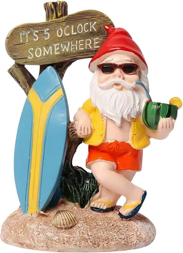 Estatua divertida de gnomos de jardín para exteriores, decoración de resina de las 5 en punto, resistente a la intemperie, regalo de humor para