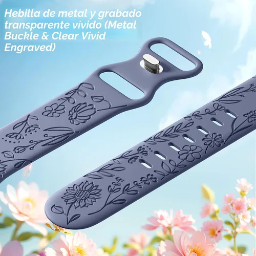 Miniatura 3 de SNBLK Paquete de 6 correas florales grabadas compatibles con Apple Watch de 40mm 41mm 42mm 38mm 44mm 45mm 46mm 49mm, mujeres y hombres, correa