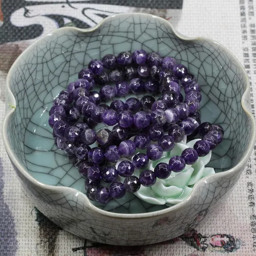 Miniatura 105 de Amandastone Pulsera elástica de cuentas redondas de 0.315 in con piedras preciosas naturales de 7 pulgadas