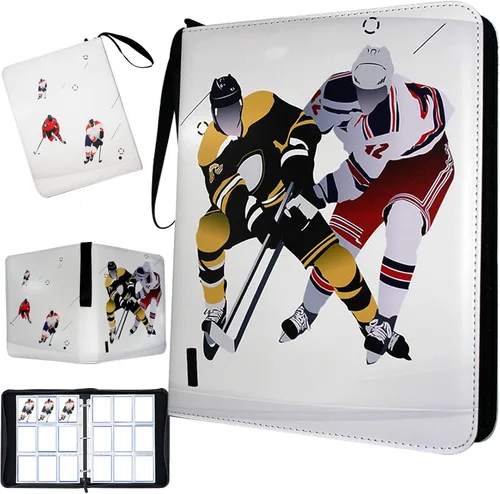 Álbum de Tarjetas de Hockey, Carpeta de Tarjetas de Intercambio de 9 Bolsillos con 50 Fundas Extraíbles, Compatible con 900 Tarjetas Deportivas,
