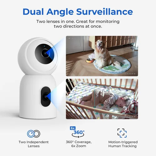Miniatura 3 de IMILAB Cámara de seguridad 3K+3K para interiores, cámara de doble lente para mascotas/perro/bebé con aplicación Xiaomi Home, cámara de habitación
