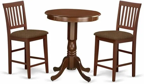 Miniatura 10 de East West Furniture EDVN5-WHI-W - Juego de mesa de comedor de 5 piezas de altura para encimera de cocina, incluye una mesa redonda de madera