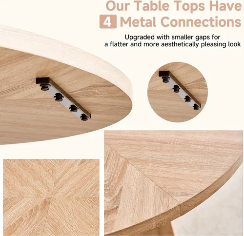 Miniatura 4 de Juego de mesa de comedor redonda de 47 pulgadas para 4 con sillas, mesa de cocina y sillas, juego de sillas modernas de mediados de siglo con patas