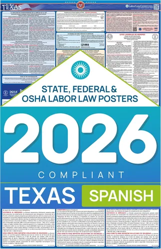 Miniatura 12 de Póster de la ley laboral Texas 2026 – Cumplimiento estatal y federal – OSHA, EEOC, FMLA, salario mínimo – Póster de empleo duradero, laminado e