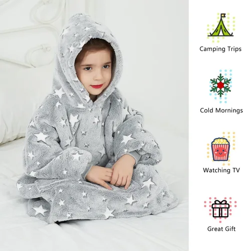 Miniatura 2 de KFUBUO Manta Ponible con Capucha para Niños Pequeños Sudadera Manta de Sherpa con Bolsillo Lindas Sudaderas con Capucha para Niña y Niño de 2-6 Años
