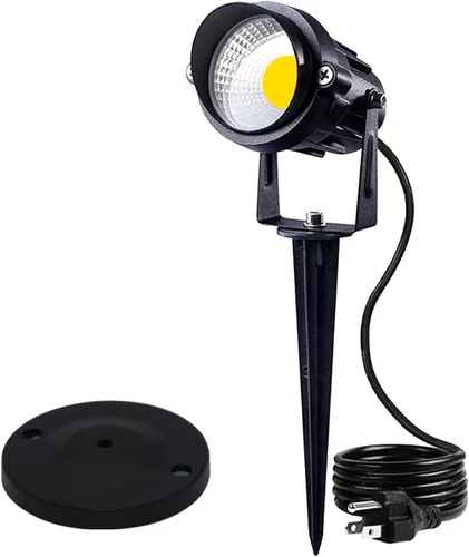 Foco para exteriores de 5 W AC120V, luz LED COB blanca cálida para paisaje, interior y exterior, bandera de casa, patio, árbol, jardín, luces