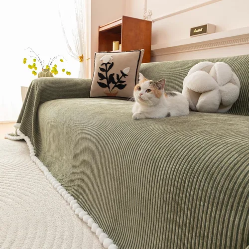Miniatura 27 de ROOMLIFE Funda de sofá con estampado de leopardo para sofá de 3 plazas, lavable, protector de muebles para perros, funda de sofá suave