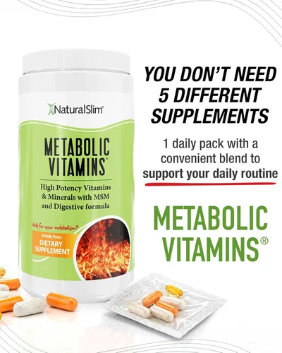 Miniatura 6 de NaturalSlim Vitaminas metabólicas, multivitamínico para mujeres y hombres, apoya la energía, el metabolismo y la absorción de nutrientes con enzimas