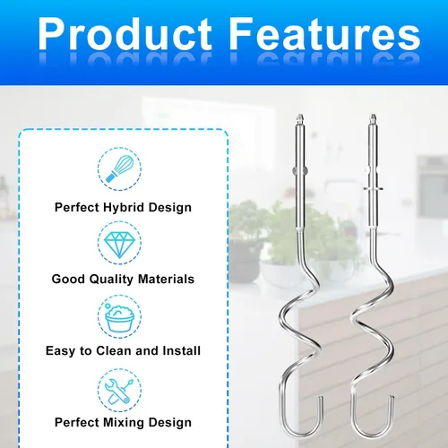 Miniatura 4 de 2 accesorios para batidora de mano, compatibles con batidoras de mano universales de acero inoxidable, repuesto para utensilios de cocina y hornear