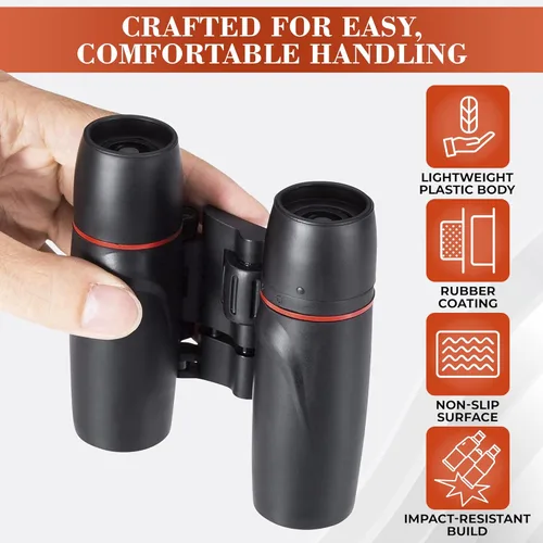 Miniatura 3 de Binoculares pequeños para adultos – 7x aumento, tamaño de bolsillo, diseño portátil con bolsa de almacenamiento, no visión nocturna – Mini