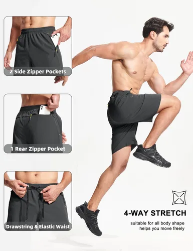 Miniatura 4 de MAGCOMSEN Pantalones cortos deportivos para hombre de 9 pulgadas, de secado rápido, ligeros, deportivos, para entrenamiento, senderismo, gimnasio