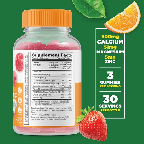 Miniatura 3 de Lifeable Zinc 25mg Kids + Calcio, Magnesio y Zinc Kids, paquete de gomitas – Gran sabor, suplemento vitamínico, sin gluten, sin OMG, gomita