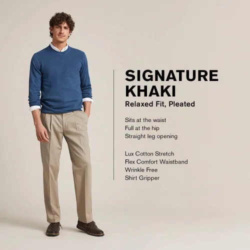 Miniatura 3 de Dockers Men's Relaxed Fit Signature Khaki Lux Cotton Stretch Pants-Pleated