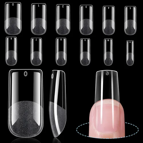 Miniatura 19 de TOMICCA Puntas de uñas de almendra extra cortas, 192 unidades, 12 tamaños, puntas de uñas cortas de cobertura completa, uñas acrílicas transparentes