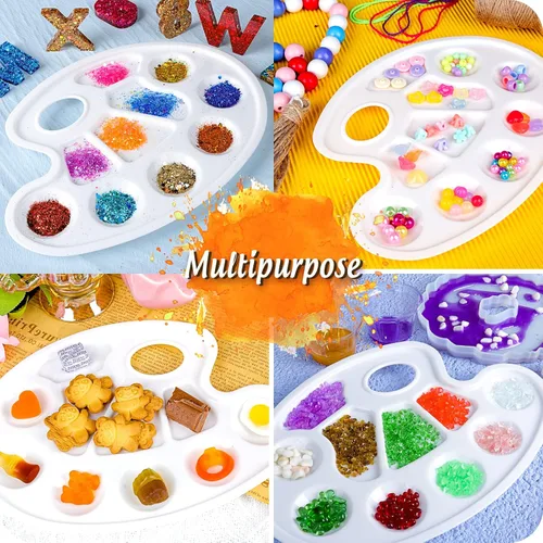 Miniatura 5 de FANDAMEI Bandeja de Pintura Oval, Bandeja de Pintura de Plástico, Paleta de Pintura, Bandejas de Pintura con Orificio para Pulgar para Adultos