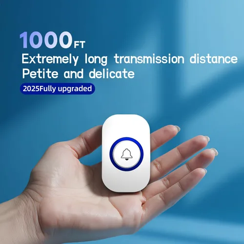 Miniatura 2 de Timbre inalámbrico para aula, impermeable y resistente al polvo, con 32 timbres de 90 dB, timbre de puerta de 1000 pies, rango de 1000 pies, 4 Blanco