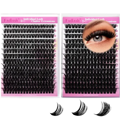 Miniatura 23 de Extensiones de pestañas en racimo 20D, bandeja mixta con pestañas individuales en racimo, de visón negro, para colocar en casa, maquillaje