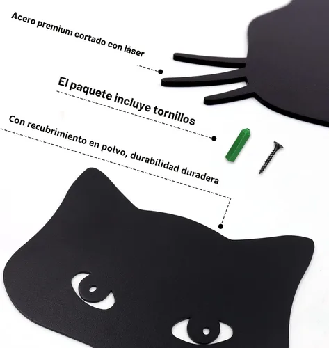 Miniatura 6 de Qmetalart Decoraciones de Gato Negro Arte de Metal para Jardín y Patio Decoración de Casa de Campo Decoración del Hogar Adornos Exteriores