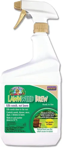 Bonide Captain Jack's Lawnweed Brew, spray listo para usar de 32 onzas, fórmula de acción rápida que controla malezas, musgo, algas, líquenes y