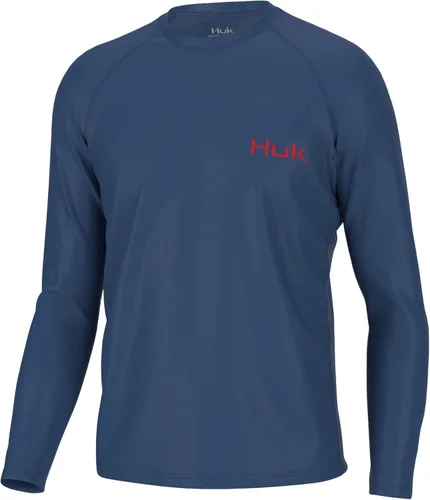 Miniatura 2 de HUK Hombres Pursuit Hogzilla Camiseta de pesca de manga larga de alto rendimiento con protección solar +30 UPF, color rosado concha marina, talla S